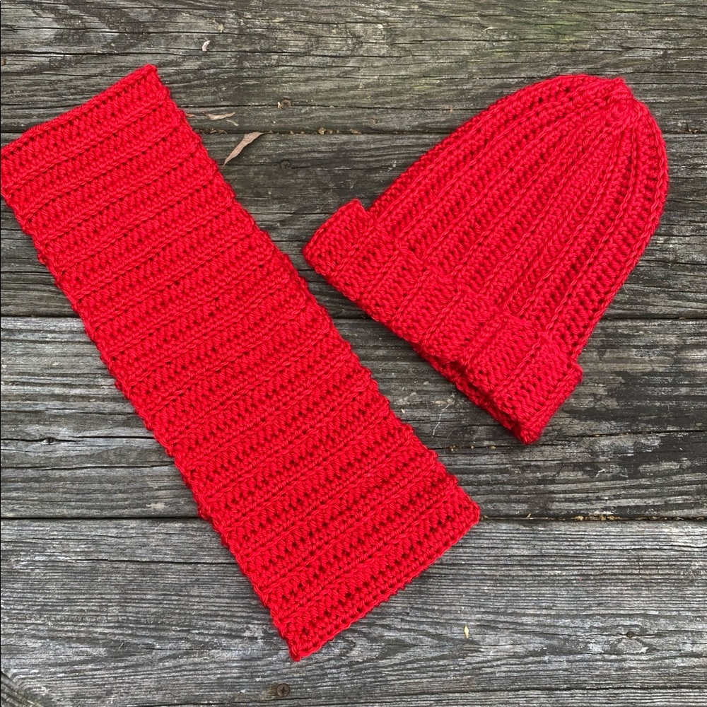 Handmade infinity scarf and hat
